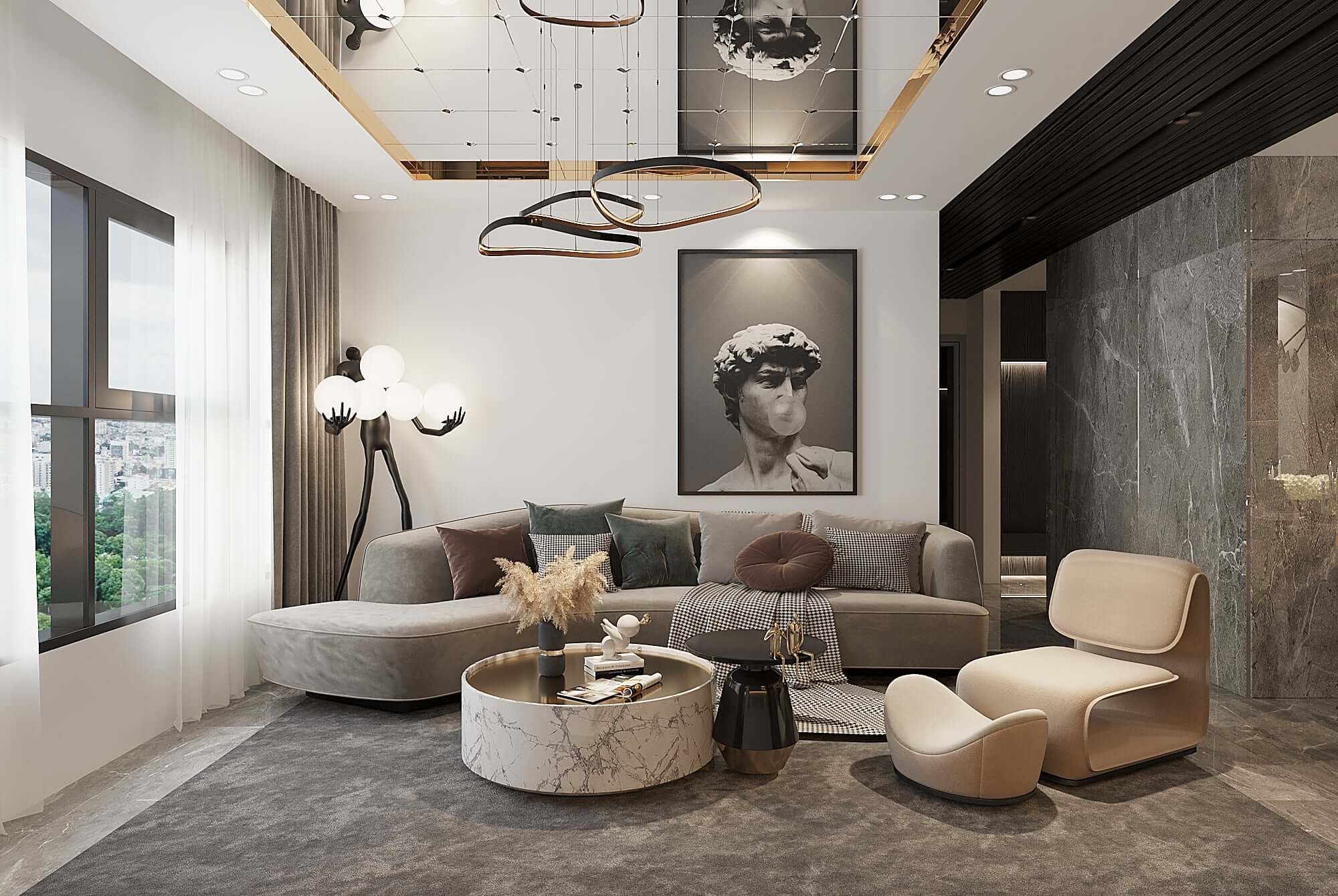 3D Interior Model Livingroom and Bedroom Scene LR004