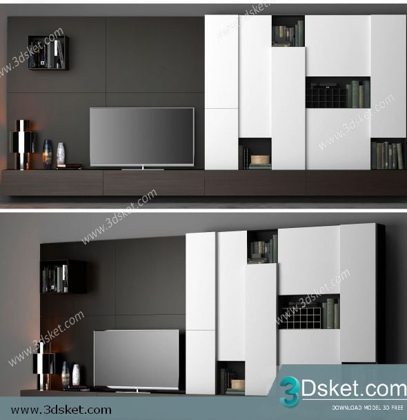 3D TV Cabinets Model 025 Free Download - Tủ Tivi