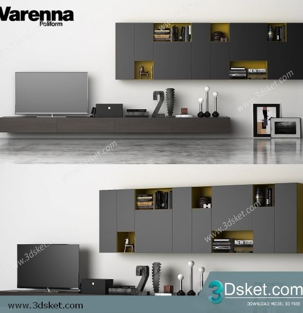 3D TV Cabinets Model 026 Free Download - Tủ Tivi