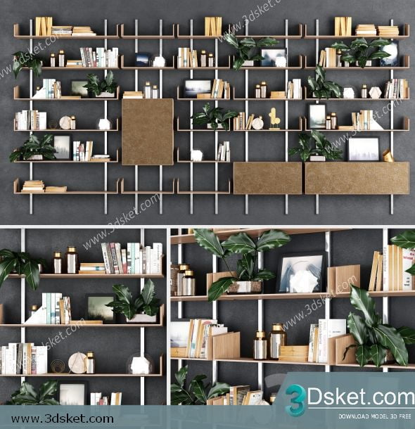 3D Display Cabinets Model 088 Free Download - Tủ trang trí