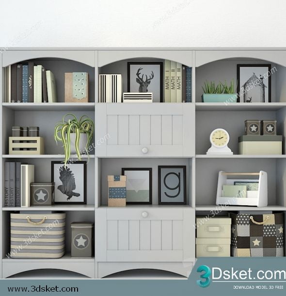 3D Display Cabinets Model 089 Free Download - Tủ trang trí