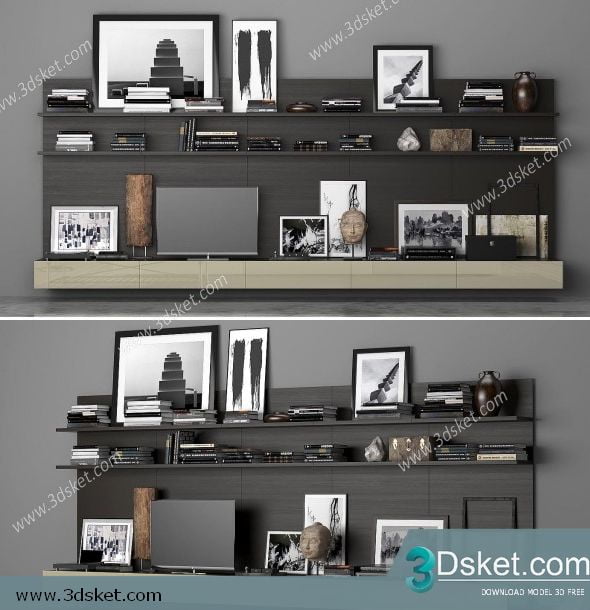 3D Display Cabinets Model 090 Free Download - Tủ trang trí