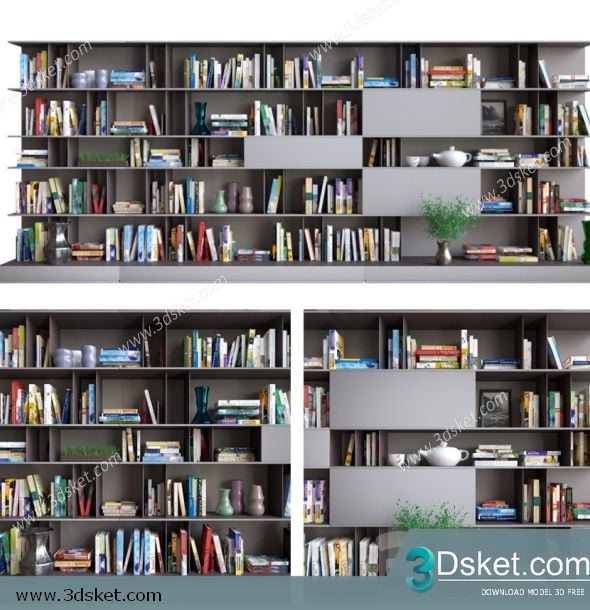 3D Display Cabinets Model 091 Free Download - Giá sách