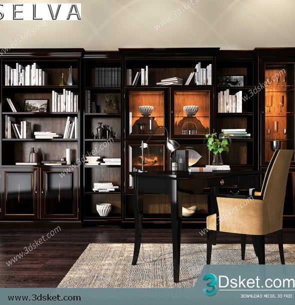 3D Display Cabinets Model 092 Free Download - Giá sách