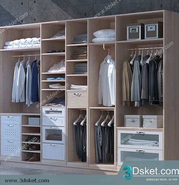 3D Wardrobe Model 037 Free Download - Tủ quần áo