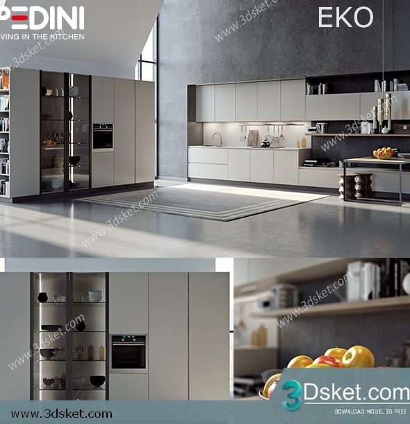 3D Kitchen Cabinets Model 002 Free Download - Tủ Bếp