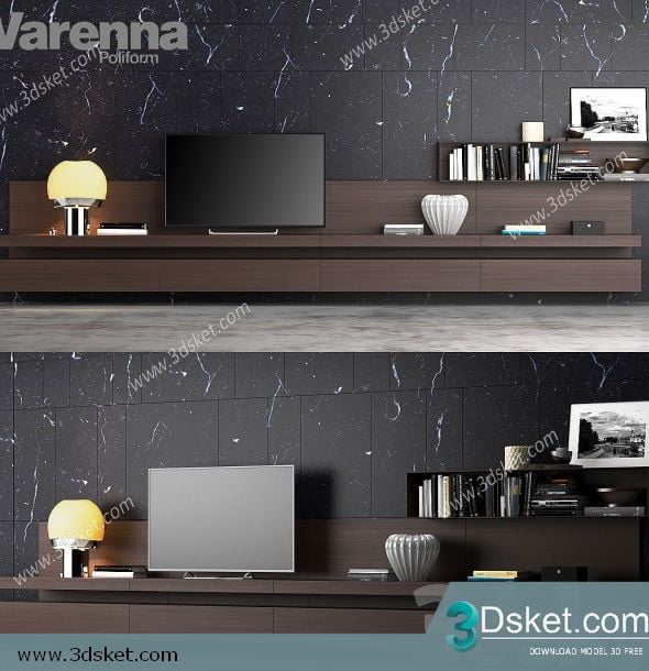3D TV Cabinets Model 027 Free Download - Tủ Tivi