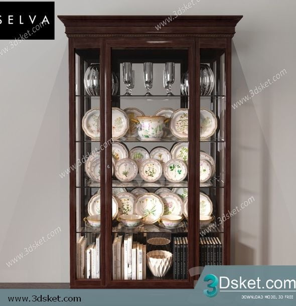 3D Display Cabinets Model 095 Free Download - Tủ trang trí