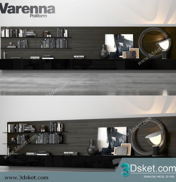 3D Display Cabinets Model 096 Free Download - Tủ trang trí