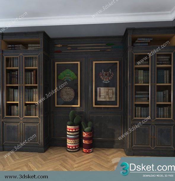 3D Display Cabinets Model 097 Free Download - Tủ trang trí