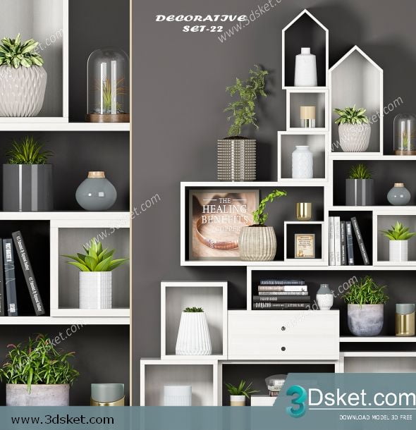 3D Display Cabinets Model 098 Free Download - Tủ trang trí