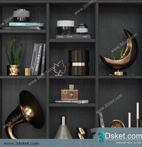 3D Display Cabinets Model 099 Free Download - Tủ trang trí