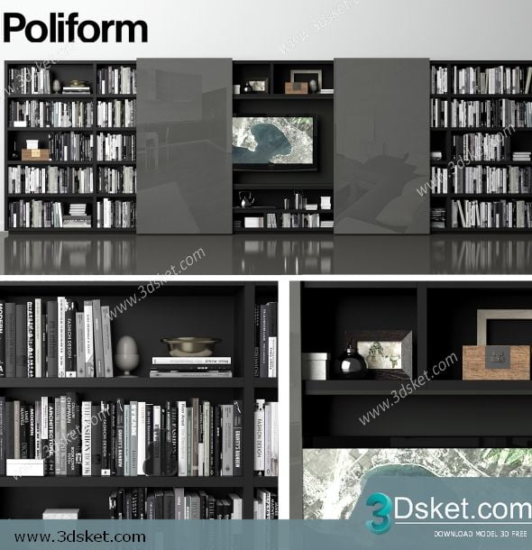 3D Display Cabinets Model 100 Free Download - Giá sách