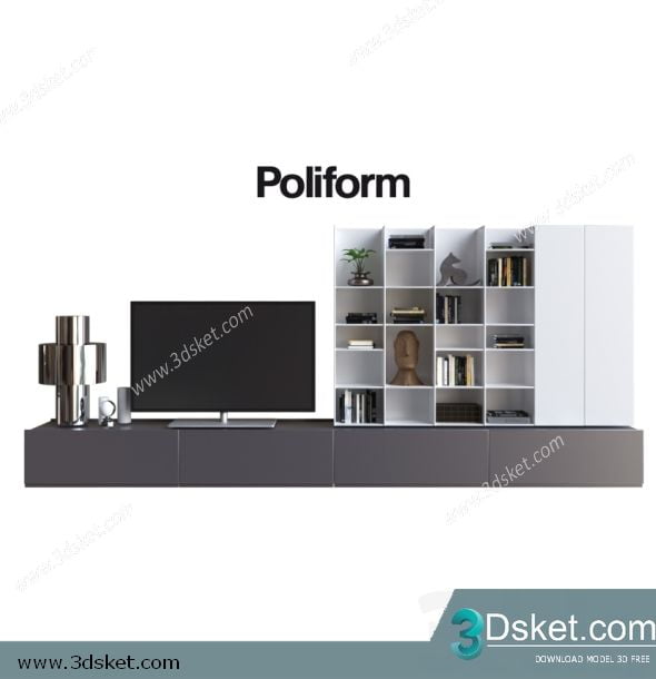 3D TV Cabinets Model 030 Free Download - Tủ Tivi