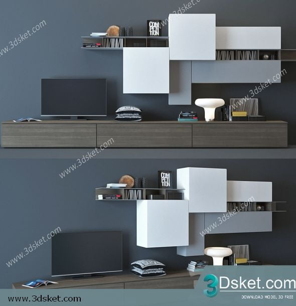 3D TV Cabinets Model 031 Free Download - Tủ Tivi