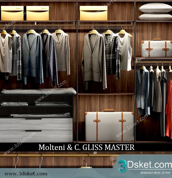 3D Wardrobe Model 040 Free Download - Tủ quần áo