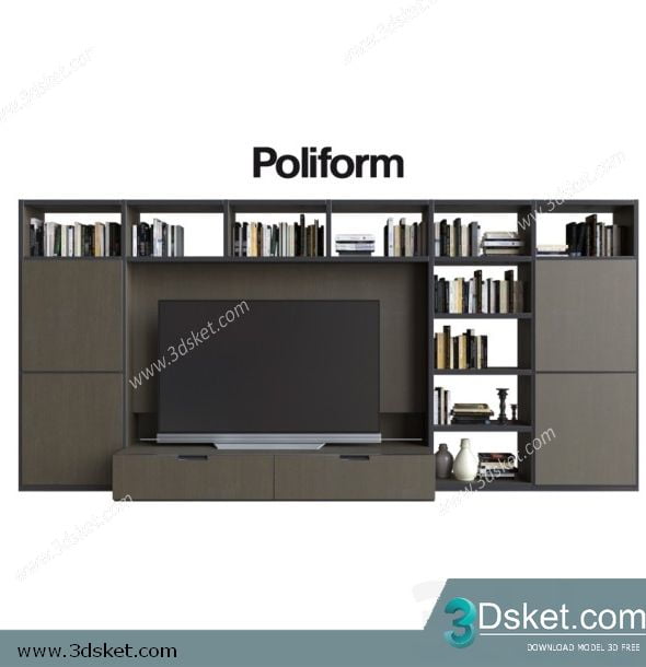 3D TV Cabinets Model 032 Free Download - Tủ Tivi