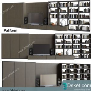 3D TV Cabinets Model 033 Free Download - Tủ Tivi