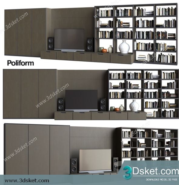 3D TV Cabinets Model 033 Free Download - Tủ Tivi