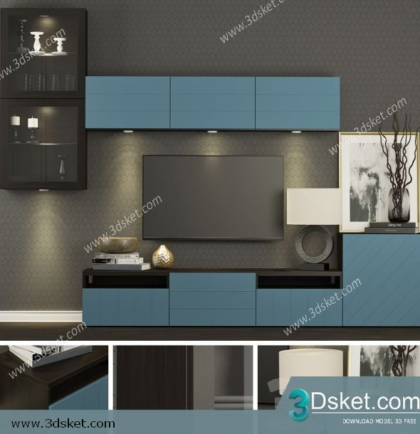 3D TV Cabinets Model 034 Free Download - Tủ Tivi