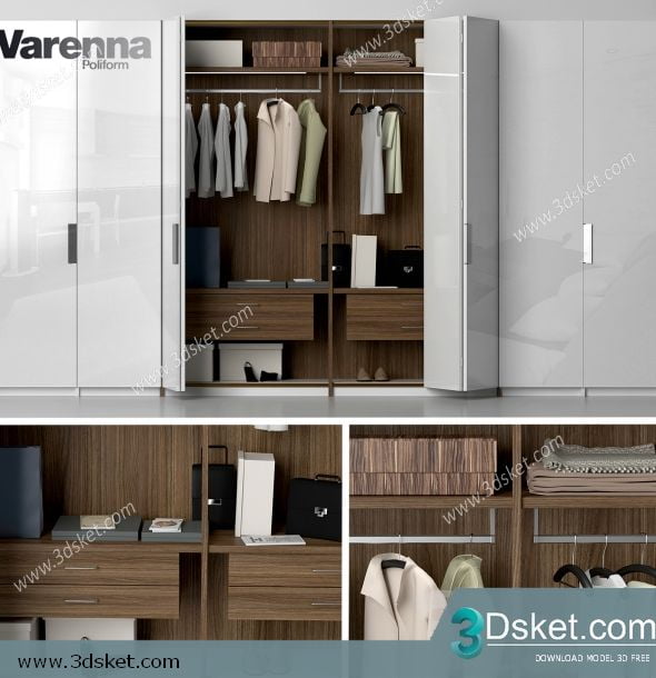 3D Wardrobe Model 041 Free Download - Tủ quần áo