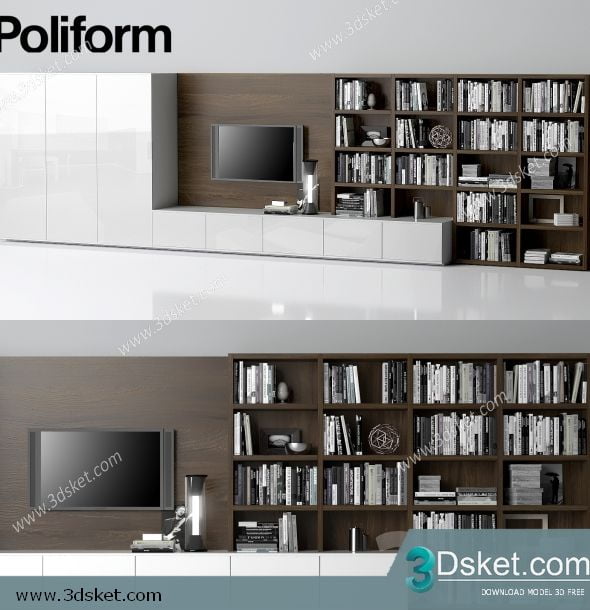 3D TV Cabinets Model 035 Free Download - Tủ Tivi