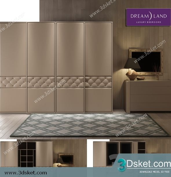 3D Wardrobe Model 042 Free Download - Tủ quần áo