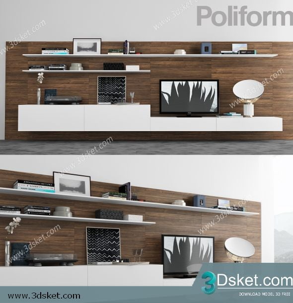 3D TV Cabinets Model 036 Free Download - Tủ Tivi