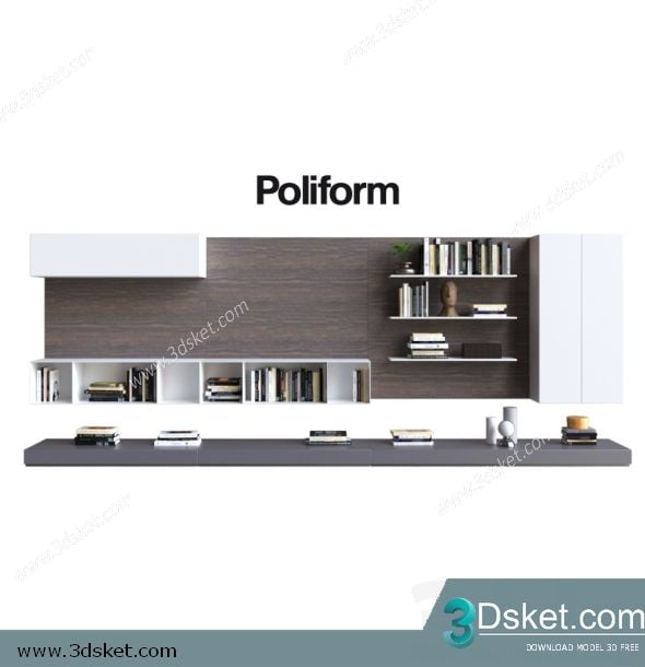 3D Display Cabinets Model 103 Free Download - Giá sách