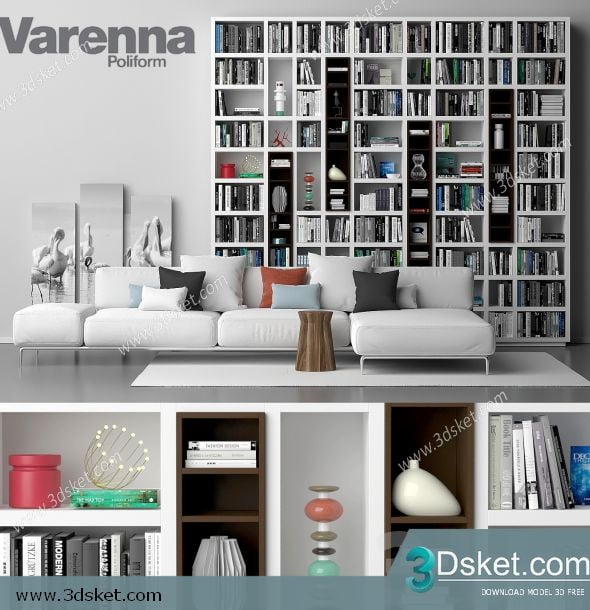 3D Display Cabinets Model 104 Free Download - Giá sách