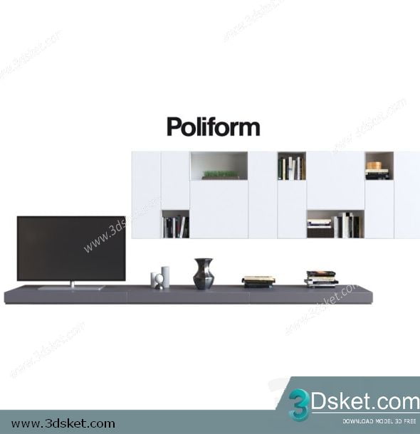 3D TV Cabinets Model 037 Free Download - Tủ Tivi