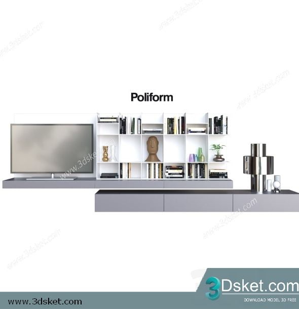 3D TV Cabinets Model 038 Free Download - Tủ Tivi
