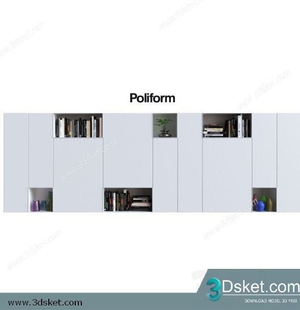 3D Display Cabinets Model 107 Free Download - Giá sách