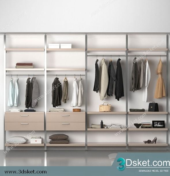 3D Wardrobe Model 043 Free Download - Tủ quần áo