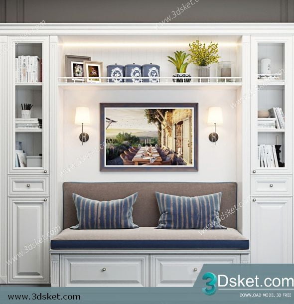 3D Display Cabinets Model 112 Free Download - Tủ trang trí