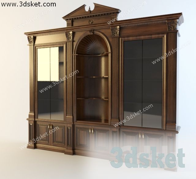 3D Display Cabinets Model 001 Free Download - Tủ trang trí