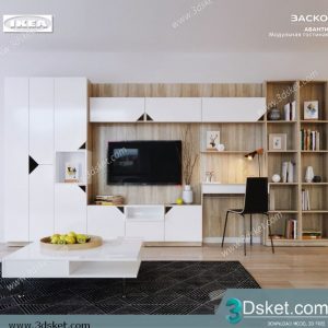3D TV Cabinets Model 042 Free Download - Tủ Tivi