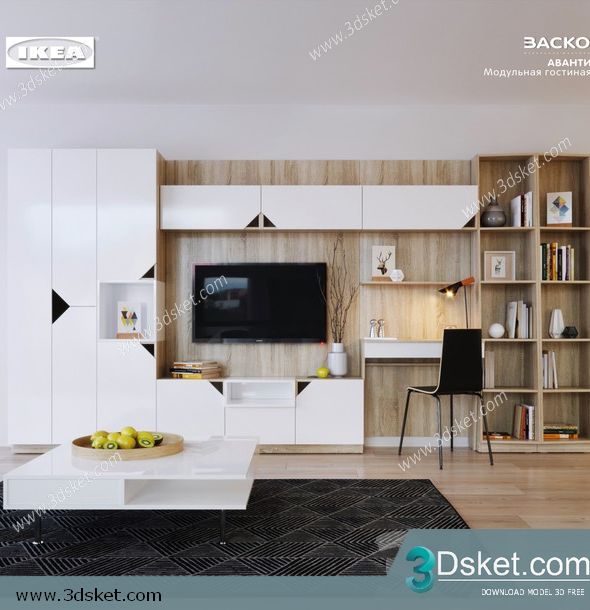 3D TV Cabinets Model 042 Free Download - Tủ Tivi