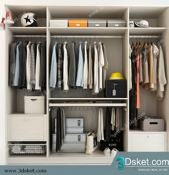 3D Wardrobe Model 044 Free Download - Tủ quần áo