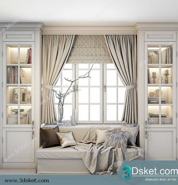 3D Display Cabinets Model 114 Free Download - Tủ trang trí