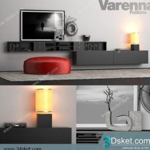3D TV Cabinets Model 043 Free Download - Tủ Tivi