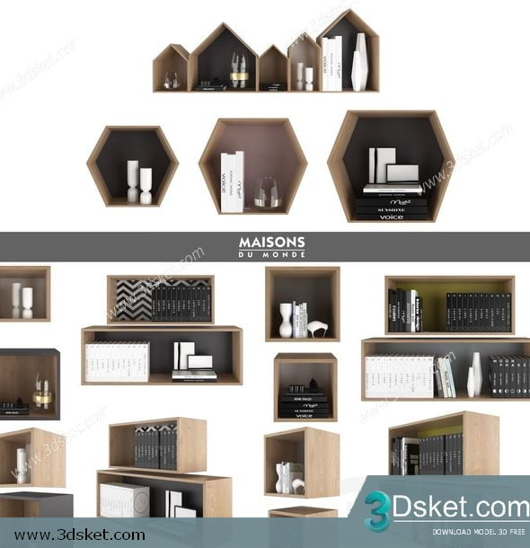 3D Display Cabinets Model 117 Free Download - Tủ trang trí