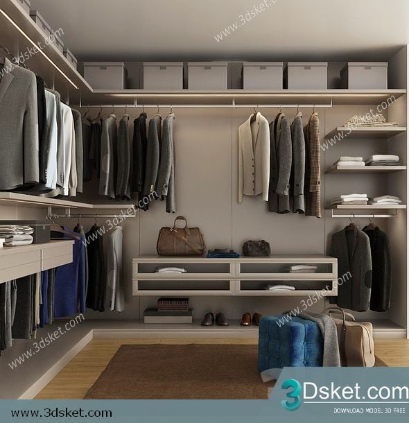3D Wardrobe Model 045 Free Download - Tủ quần áo