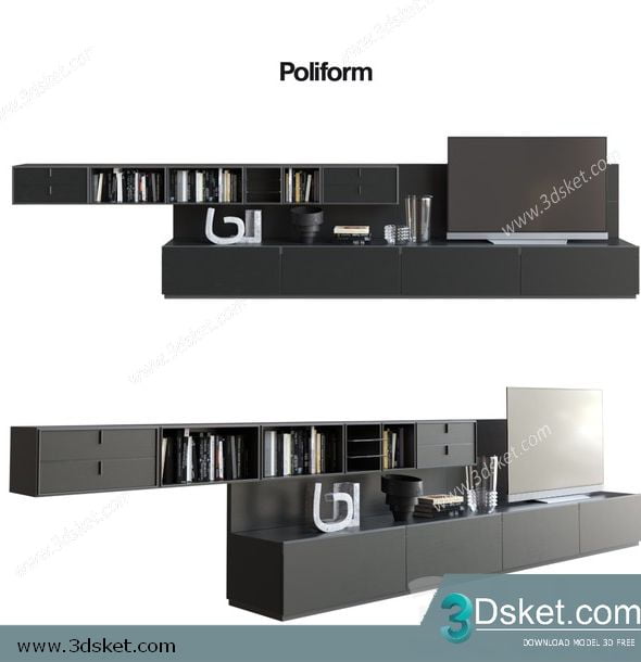 3D TV Cabinets Model 044 Free Download - Tủ Tivi