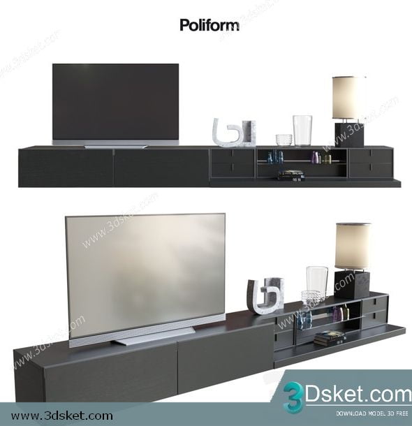 3D TV Cabinets Model 045 Free Download - Tủ Tivi