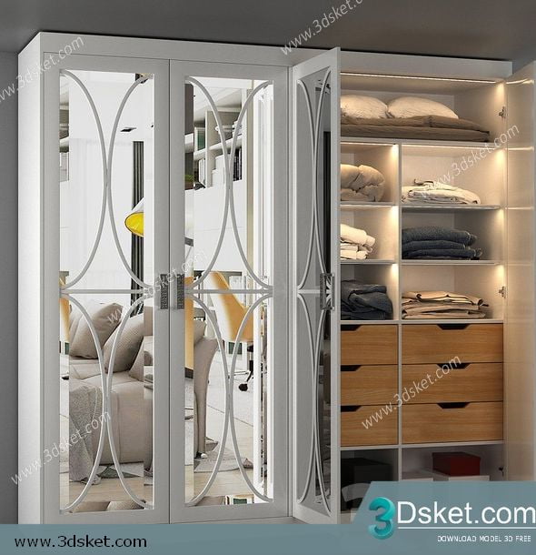 3D Wardrobe Model 048 Free Download - Tủ quần áo