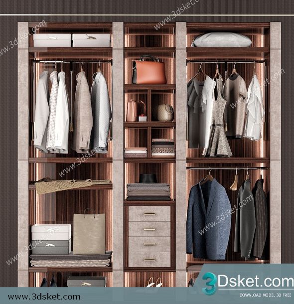 3D Wardrobe Model 049 Free Download - Tủ quần áo