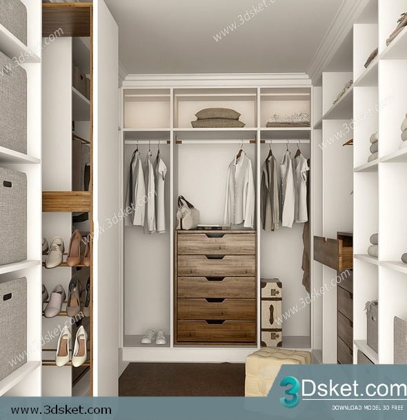3D Wardrobe Model 050 Free Download - Tủ quần áo