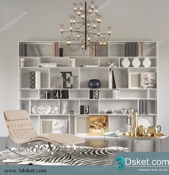 3D Display Cabinets Model 124 Free Download - Tủ trang trí