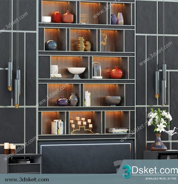 3D Display Cabinets Model 126 Free Download - Tủ trang trí